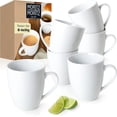 thumbnail image 1 of Basic Coffee Cups Set of 6 - Approx. 350 ml Made of Premium Porcelain in Classic White - Stylish Design with Handle - Perfect for Coffee, Tea, Hot Chocolate, Cappuccino, 1 of 8