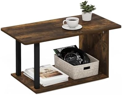 Basic Coffee Table, 2-Tier Modern Coffee Table with Open Shelf, Easy ...