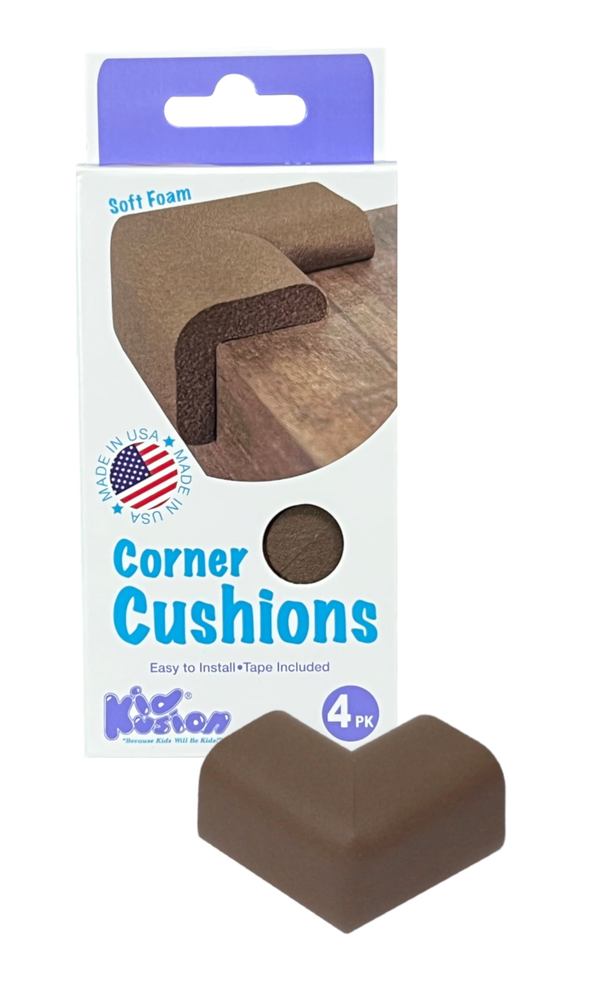 KidKusion Foam Rubber Corner Guards Sharp Corners Table Desk 4.0 CT Brown Toddler