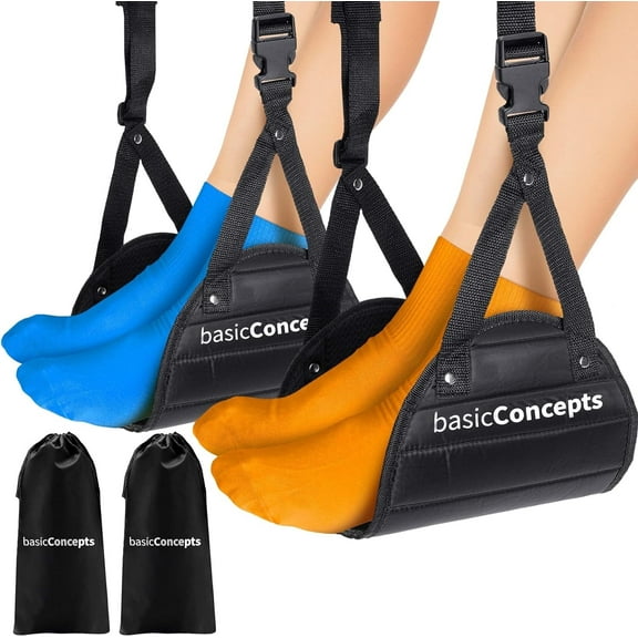 Basic Concepts Airplane Foot Hammock, Memory Foam Airplane Accessories, Plane Foot Rest, 2 Pack