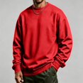 thumbnail image 1 of Basic Crew Neck Sweatshirt for Men, Long Sleeve Drop Shoulder Solid Color Pullover, Fall Regular Fit Casual Streetwear Top Red XL, 1 of 6
