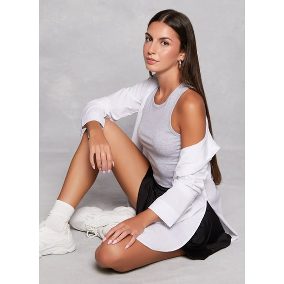 Womens Basic Cropped Racerback Tank Top