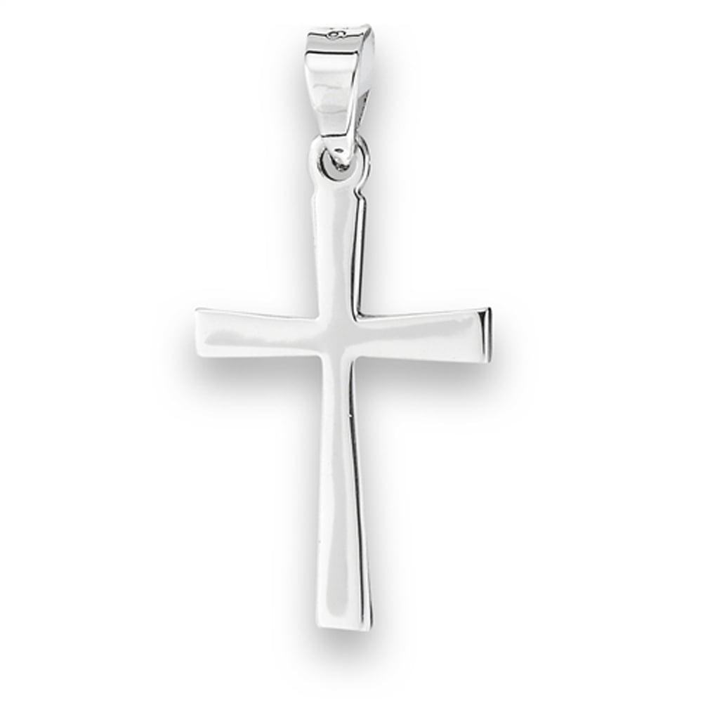 Basic Cross Pendant .925 Sterling Silver High Polish Minimalist Modern Charm Jewelry Female Unisex