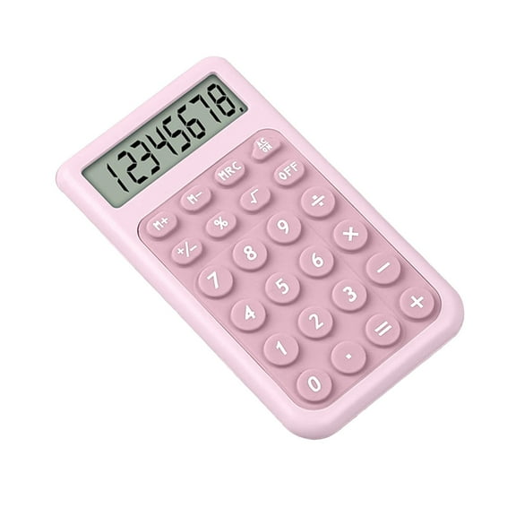 Basic Cute Calculator Four Function for Teachers Basics Office, Small Handheld Calculator, 8 Digit with LCD Display, Sensitive Button, 4.3x2.4 inches Pink