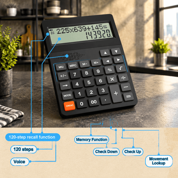 Basic Desktop Talking Calculator with Large Dual-Line Display and Big Buttons