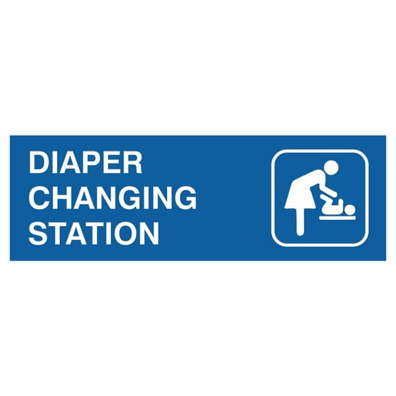 Basic Diaper Changing Station Door / Wall Sign - Blue - Small