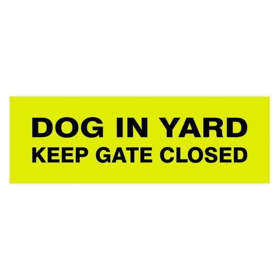 Basic Dog In Yard Keep Gate Closed Sign (Yellow / Black) - Large