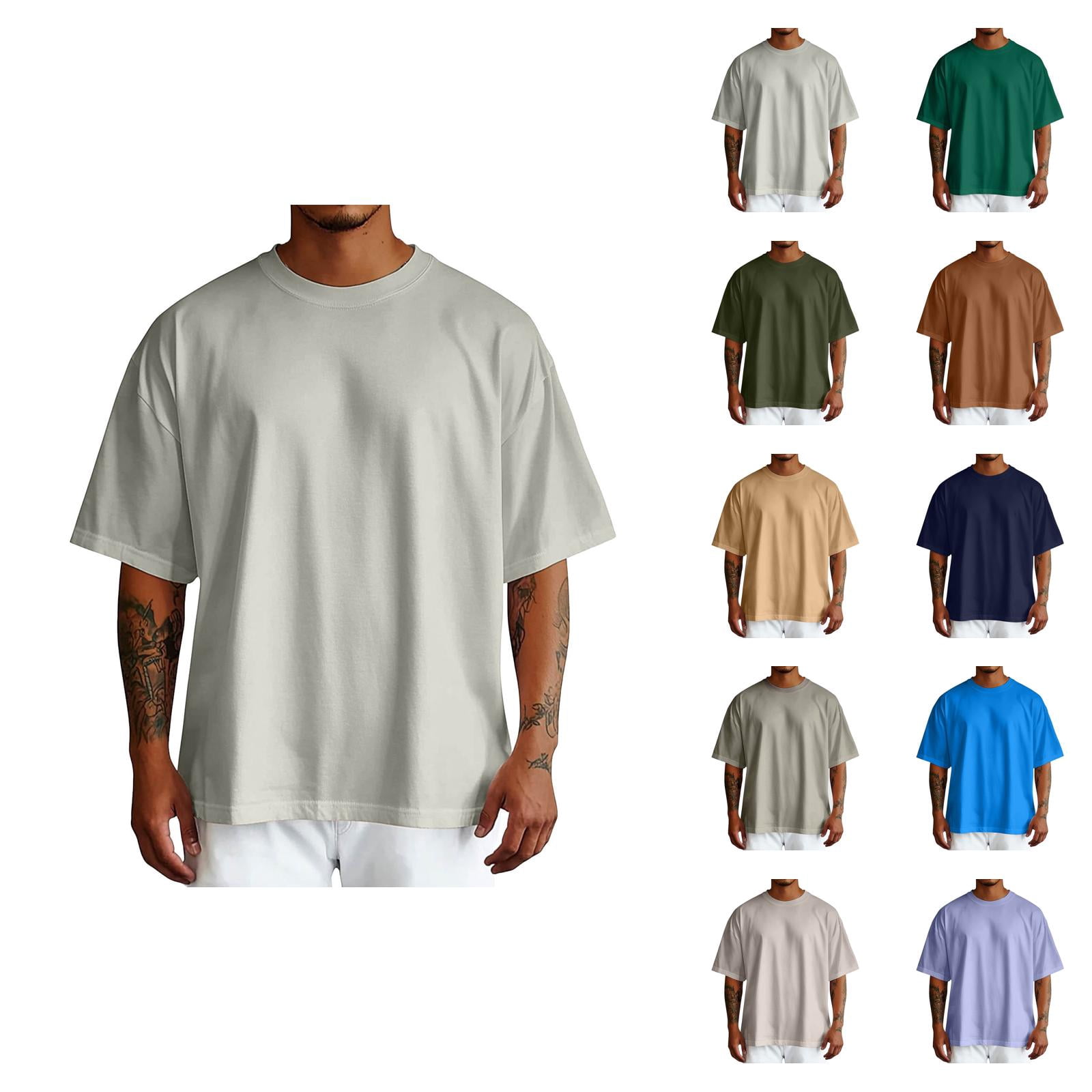 Basic Drop Shoulder T Shirts for Man Summer Casual Short Sleeve ...