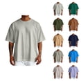 thumbnail image 1 of Basic Drop Shoulder T Shirts for Man Summer Casual Short Sleeve Crewneck Plain Tshirts Mens Tees, 1 of 6