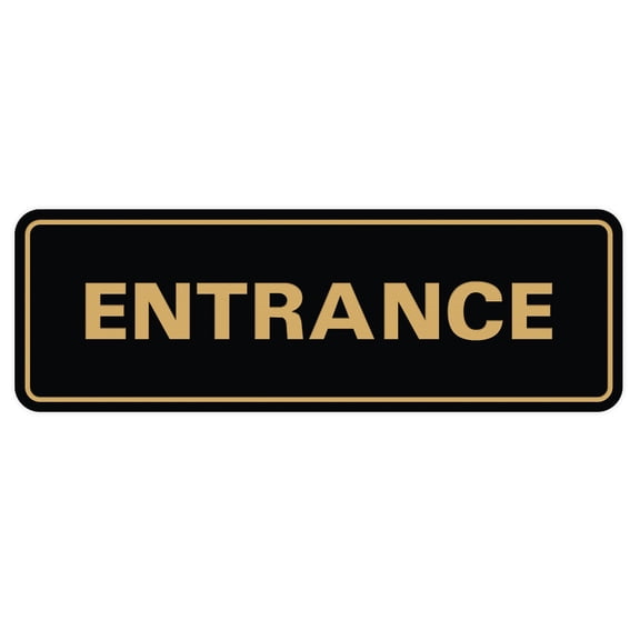 Basic ENTRANCE Door / Wall Sign - Black / Gold - Large