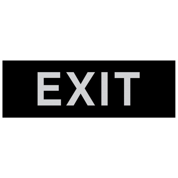 Basic EXIT Door / Wall Sign - Black / Silver - Medium