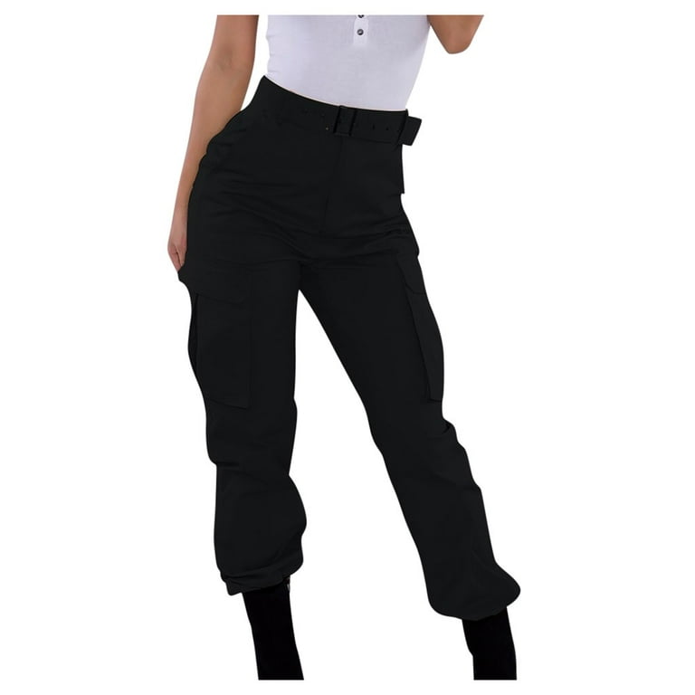 Basic Editions Women Solid Mid Cargo Full Slim-Leg Pants