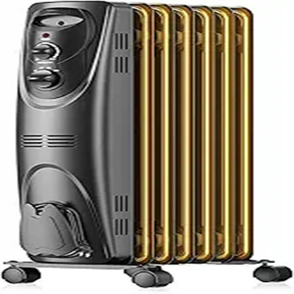 Basic Electric Oil Filled Radiator,black space heater, 26.10 x 14.20 x 11.00