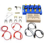 Basic Electricity Kit - Includes Circuit Board, Knife Switch, Bridges, Connector Cables & Clips, Resistors, Bulbs & Holders, Wire, Capacitor - Eisco Labs
