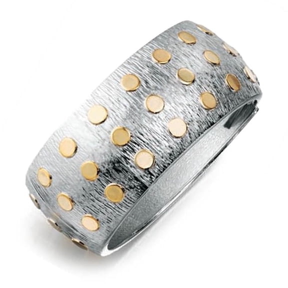Two-Tone Textured Hinged Bangle Bracelet with Gold Dots Jewelry Bracelet Gold Silver Metal