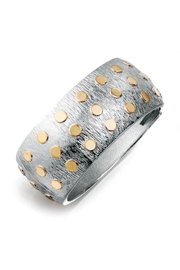 Two-Tone Textured Hinged Bangle Bracelet with Gold Dots Jewelry Bracelet Gold Silver Metal
