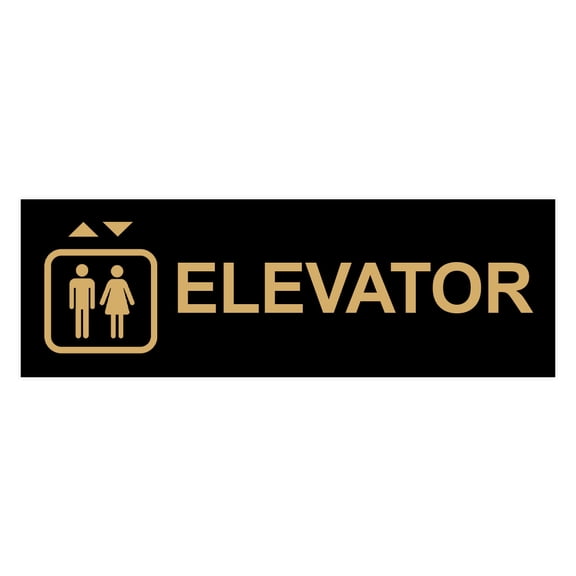 Basic Elevator Sign (Black /Gold) - Small