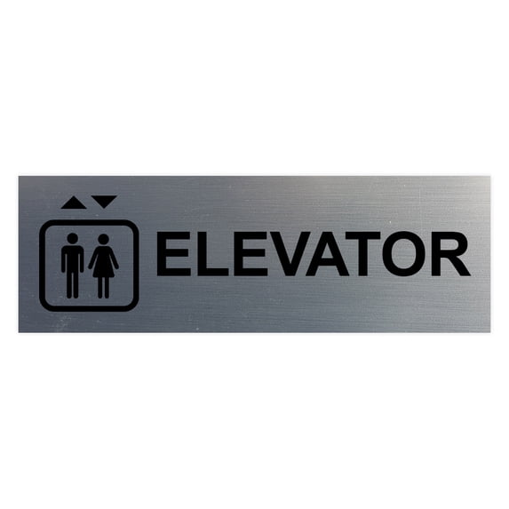 Basic Elevator Sign (Brushed Silver) - Medium