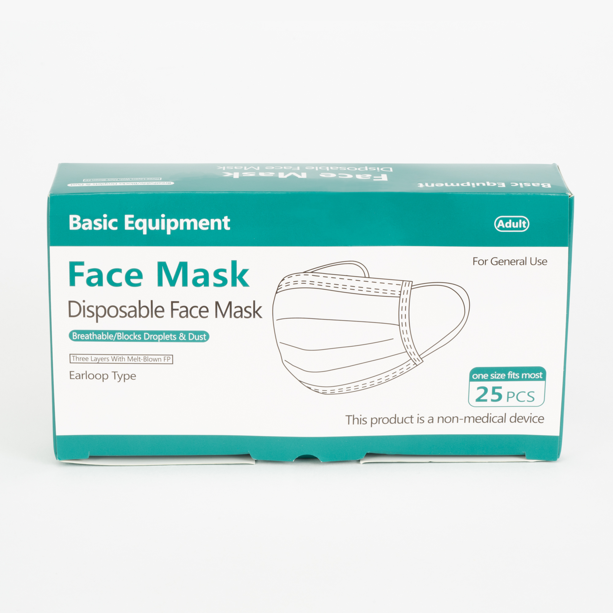 Basic Equipment Disposable Earloop Face Masks, 25 Count - image 1 of 7