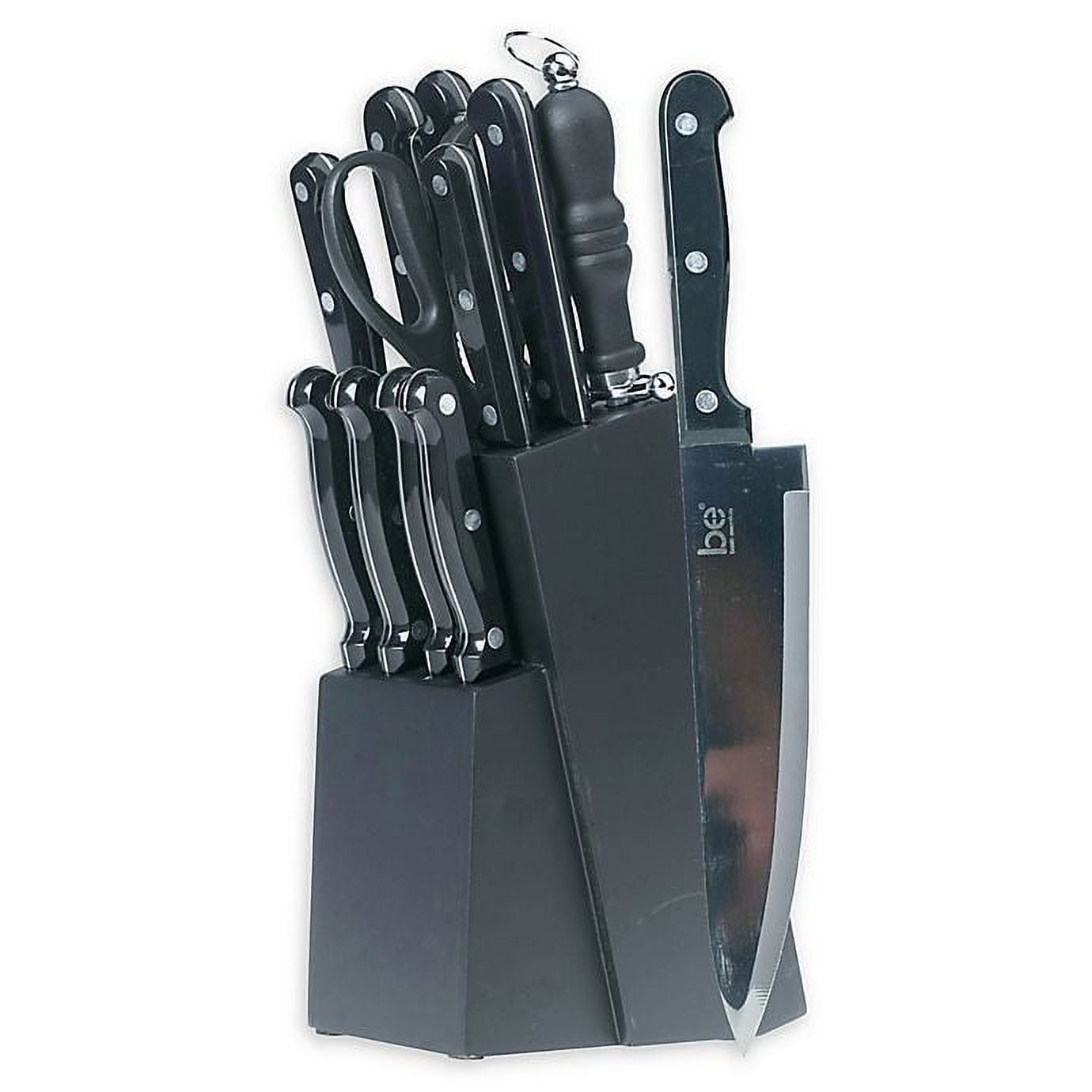 Basic Essentials 12Piece ABS TripleRiveted Knife Block Set in Black