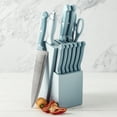 thumbnail image 1 of Basic Essentials 12 Piece Stainless Steel Kitchen Knife Set with Wood Block, Blue, 1 of 13