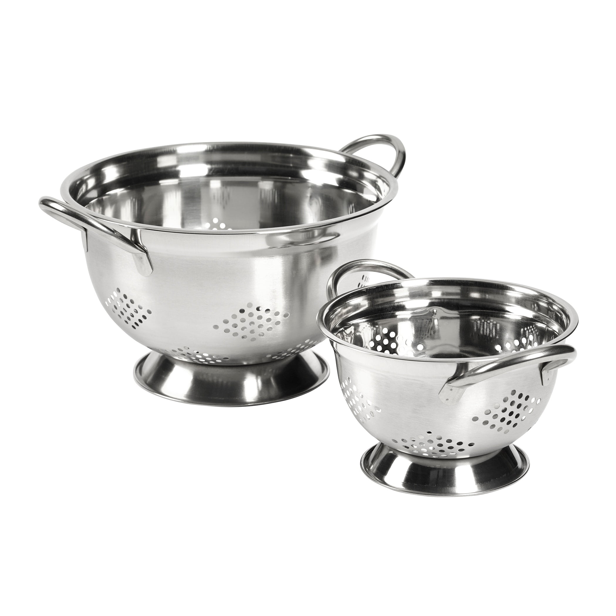 Stainless Steel 2-Piece Footed Colander Set with Handles