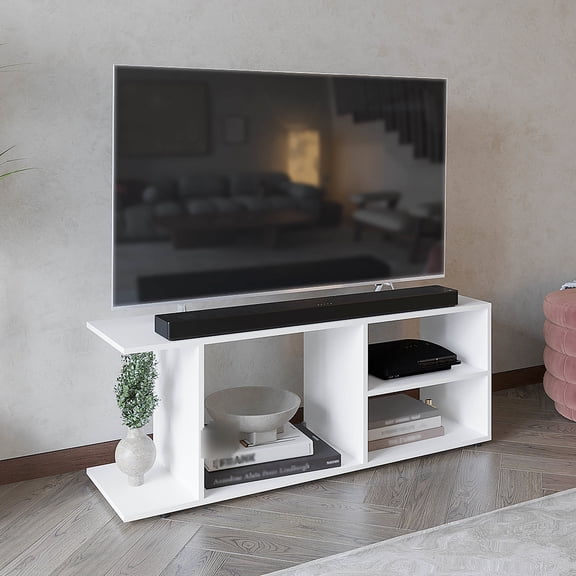 Basic & Essentials Collection, Ample Storage | Supports Most TVs | Fits Seamlessly into Any Space