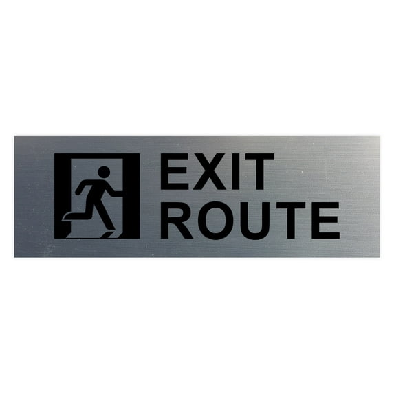 Basic Exit Route Sign (Brushed Silver) - Small