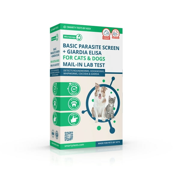 Basic Fecal Parasite Screen + Giardia ELISA Mail in Lab Test for Cats Dogs: At-Home Testing