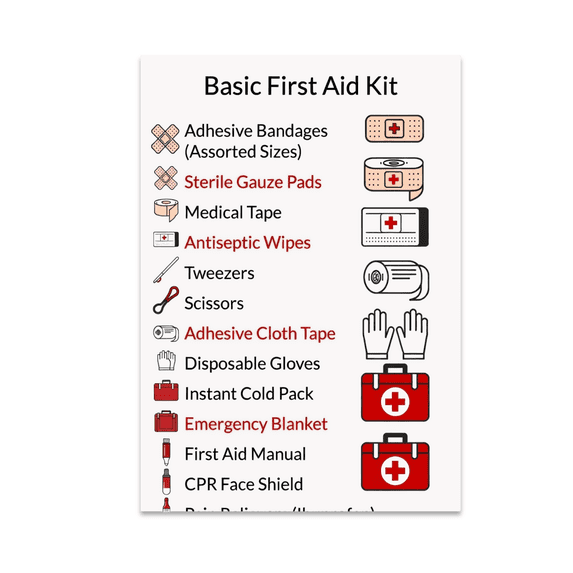 Basic First Aid Kit Checklist Guide - Safety Enthusiast - 13x19 Poster ...