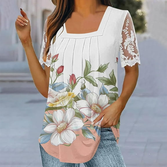 Basic Fitted Short Sleeve Tees Shirt Womens Blouses Dressy Casual Plus Size Short Sleeve Tunic Tops for Women XS