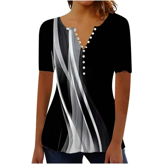 Basic Fitted Tees White Blouse for Women Dressy Petite Casual Button Down Shirts for Women Short Sleeve