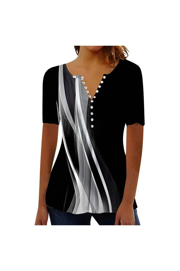 Basic Fitted Tees White Blouse for Women Dressy Petite Casual Button Down Shirts for Women Short Sleeve