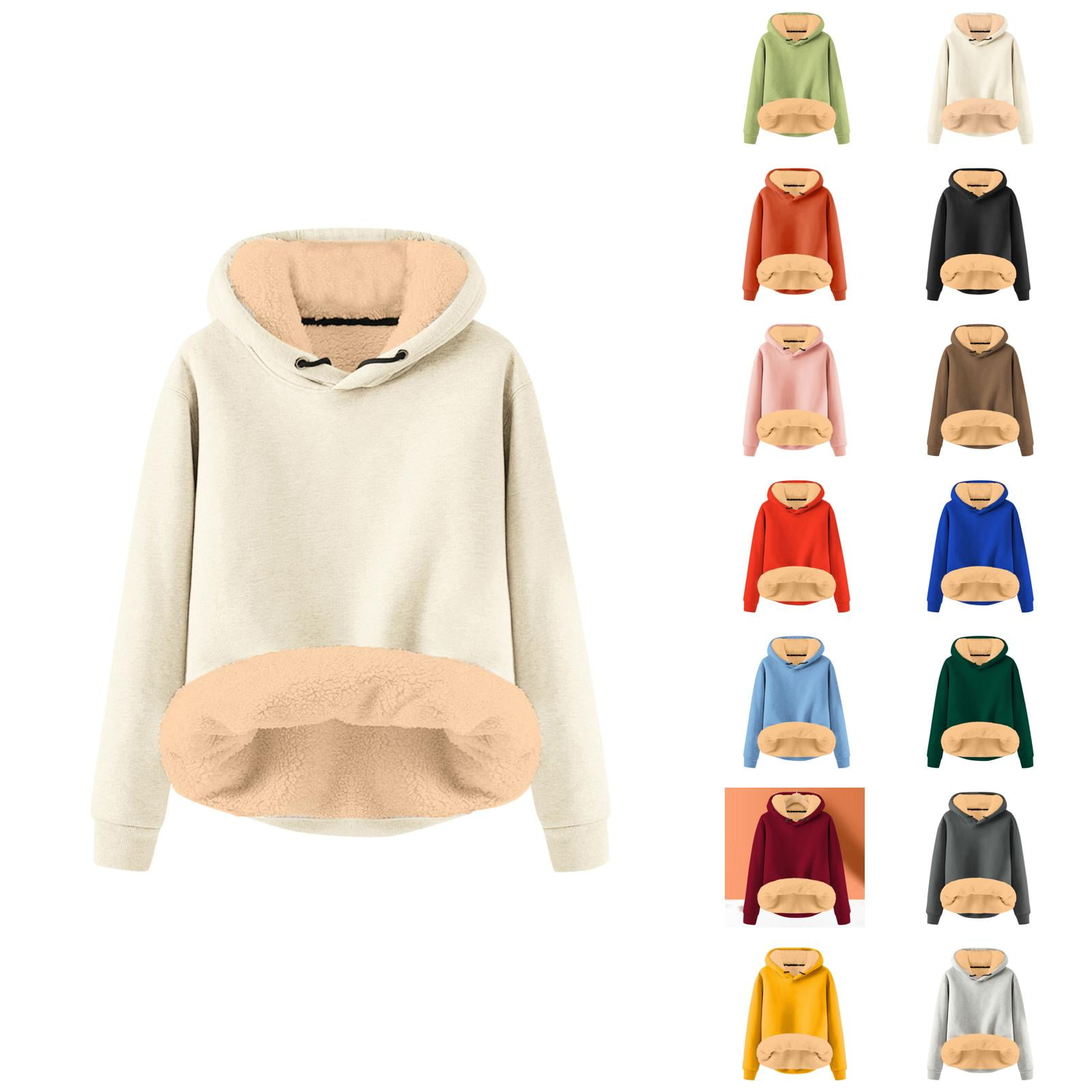 Basic Lined Hoodies for Women 2025 Fall Winter Long Sleeve Thick Hoodie Basic Lined Hoodies for Women 2025 Fall Winter Long Sleeve Thick Hoodie
