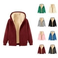thumbnail image 1 of Basic Fleece Lined Zip Up Hoodies for Women Fall Winter Long Sleeve Full Zip Plain Hooded Sweatshirt Jacket with Pockets, 1 of 5