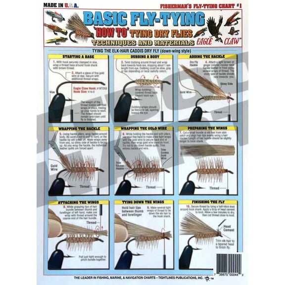 Basic Fly Tying Guide (Tying Dry Flies) #1 - Waterproof Reference to 18 Easy to Follow Fly Tying Diagrams | Portable & Built to Last | Double-Sided & Easy to Read