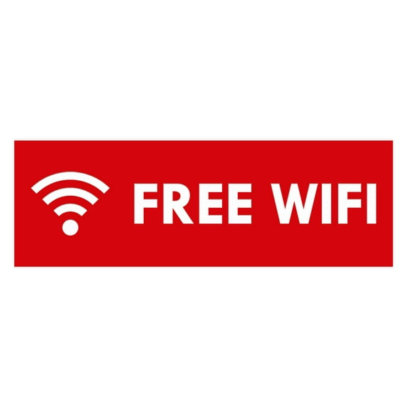 Basic Free Wifi Sign (Red) - Medium