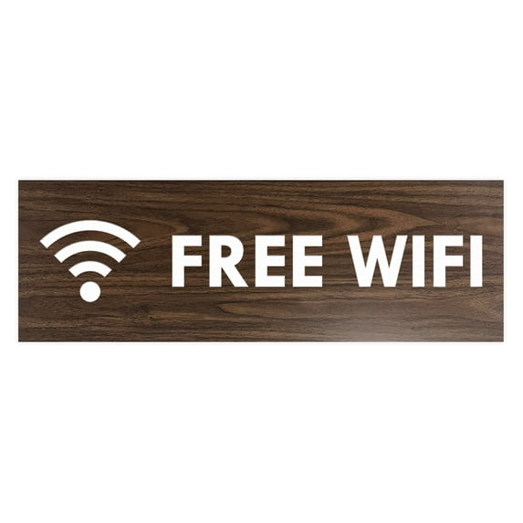 Basic Free Wifi Sign (Walnut) - Large