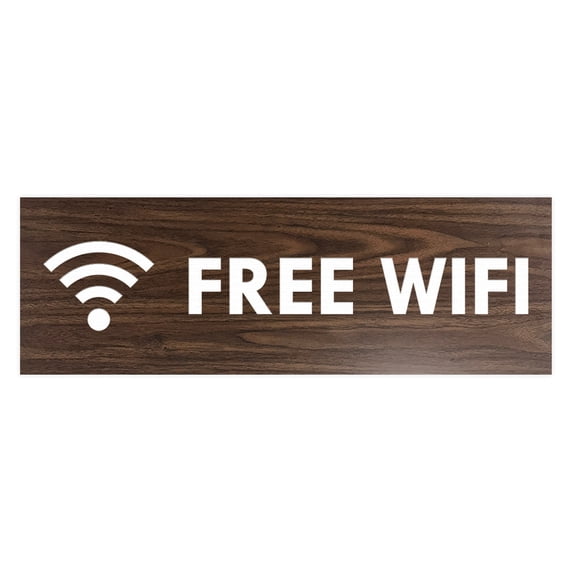 Basic Free Wifi Sign (Walnut) - Medium