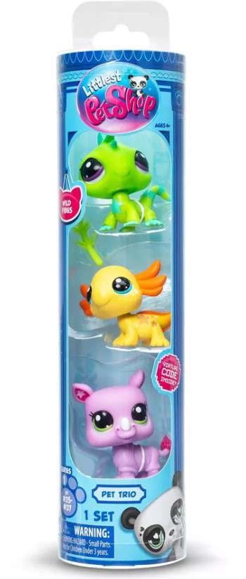 Basic Fun Littlest Pet Shop Wild Vibes Axolotl Rhino Iguana 3-Pack