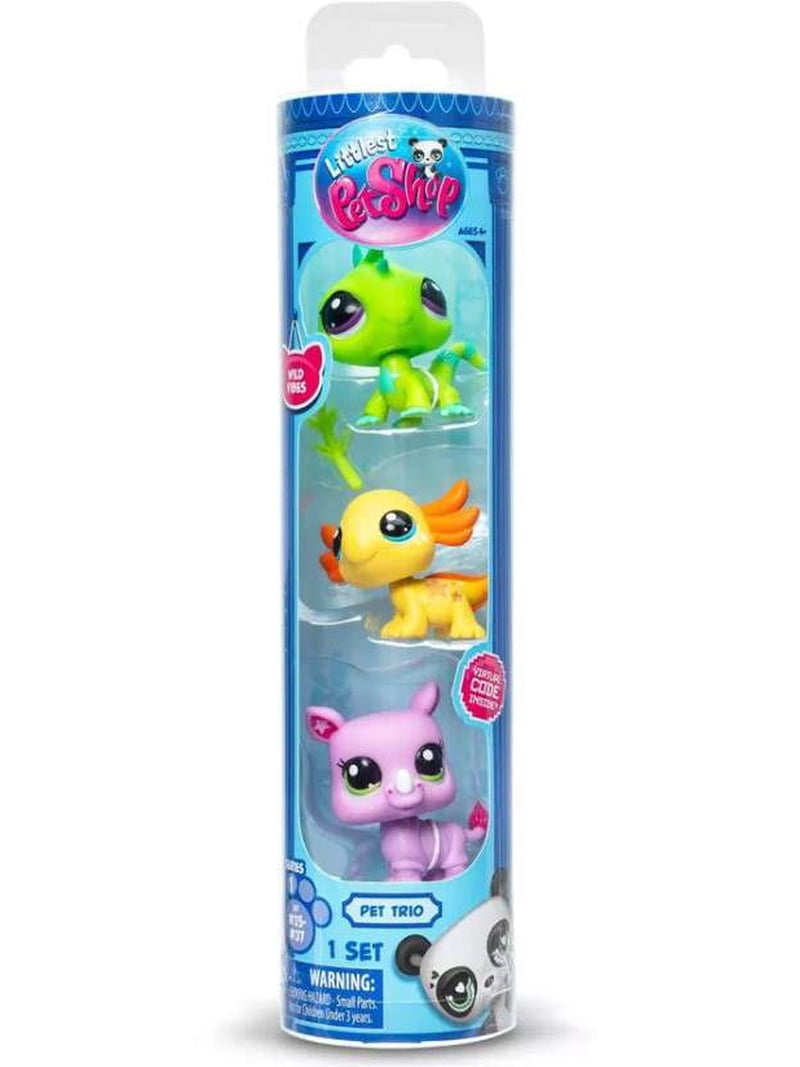 Basic Fun Littlest Pet Shop Wild Vibes Axolotl Rhino Iguana 3-Pack