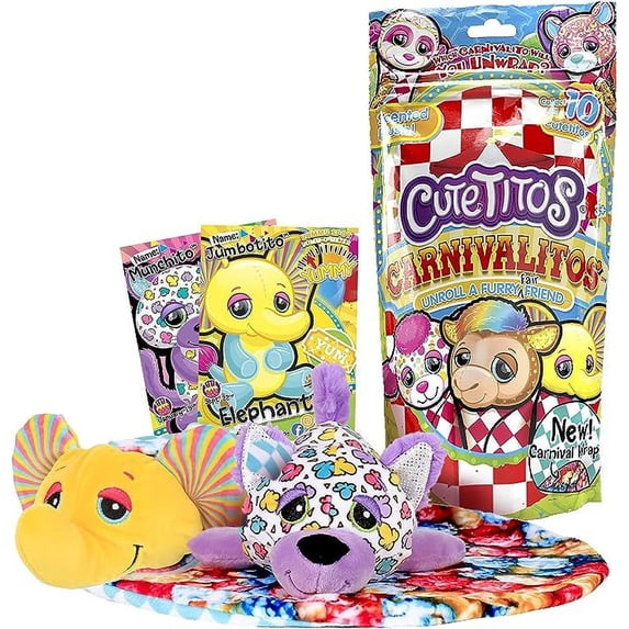 Basic Fun New Carnival Theme - Scented Cutetitos Carnivalitos - Surprise Stuffed Animals - Collectible Plush 7.5 inches