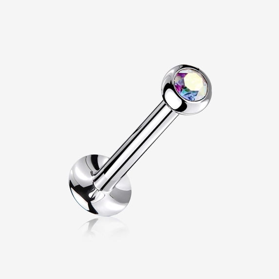 Basic Gem Ball Top Threadless Push-In Steel Labret
