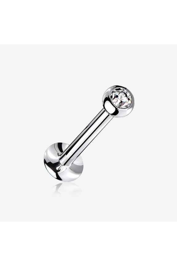 Basic Gem Ball Top Threadless Push-In Steel Labret