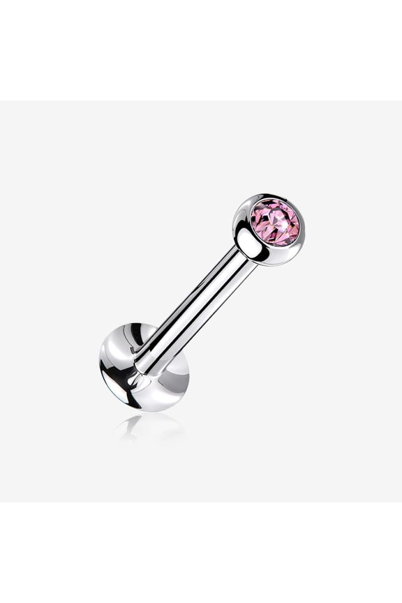 Basic Gem Ball Top Threadless Push-In Steel Labret