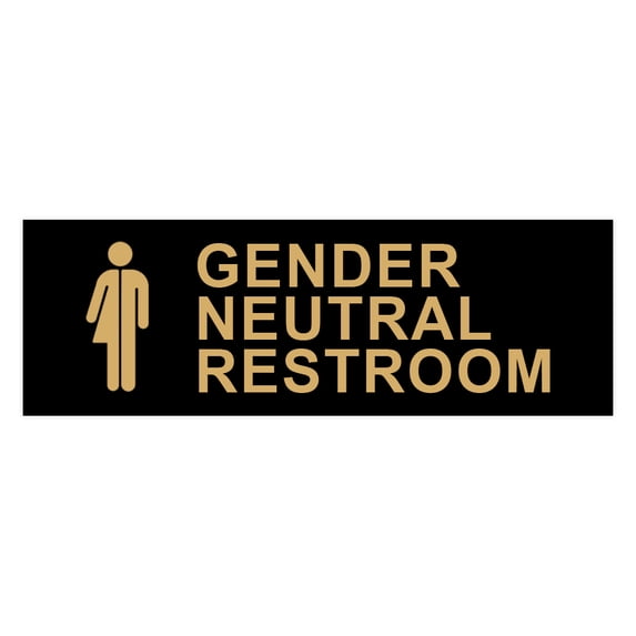 Basic Gender Neutral Restroom Sign (Black /Gold) - Small