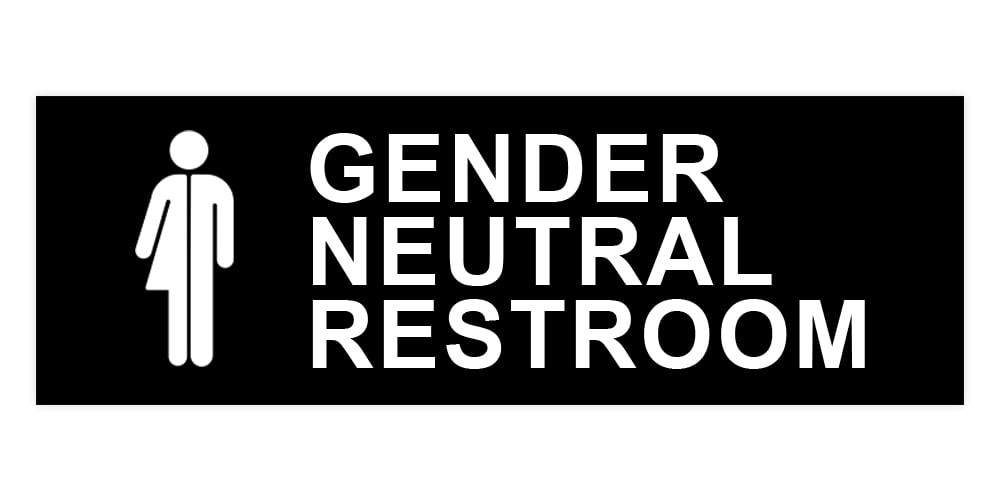 Basic Gender Neutral Restroom Sign (Black) - Large - Walmart.com