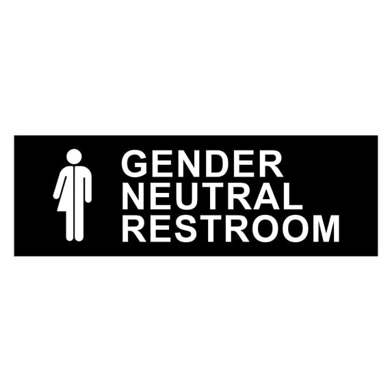 Basic Gender Neutral Restroom Sign (Black) - Large