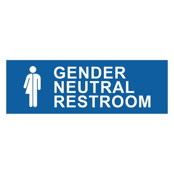 Basic Gender Neutral Restroom Sign (Blue) - Medium