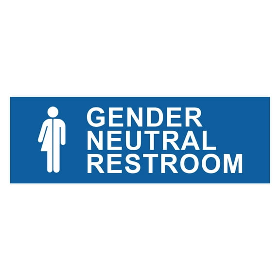 Basic Gender Neutral Restroom Sign (Blue) - Small